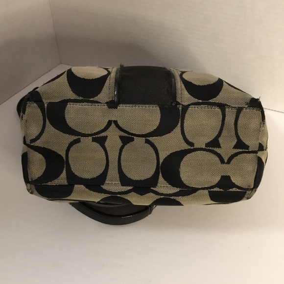 COACH E1321-F21950 Signature Stripe Kisslock Carryall Handbag Purse Satchel - Picture 8 of 17